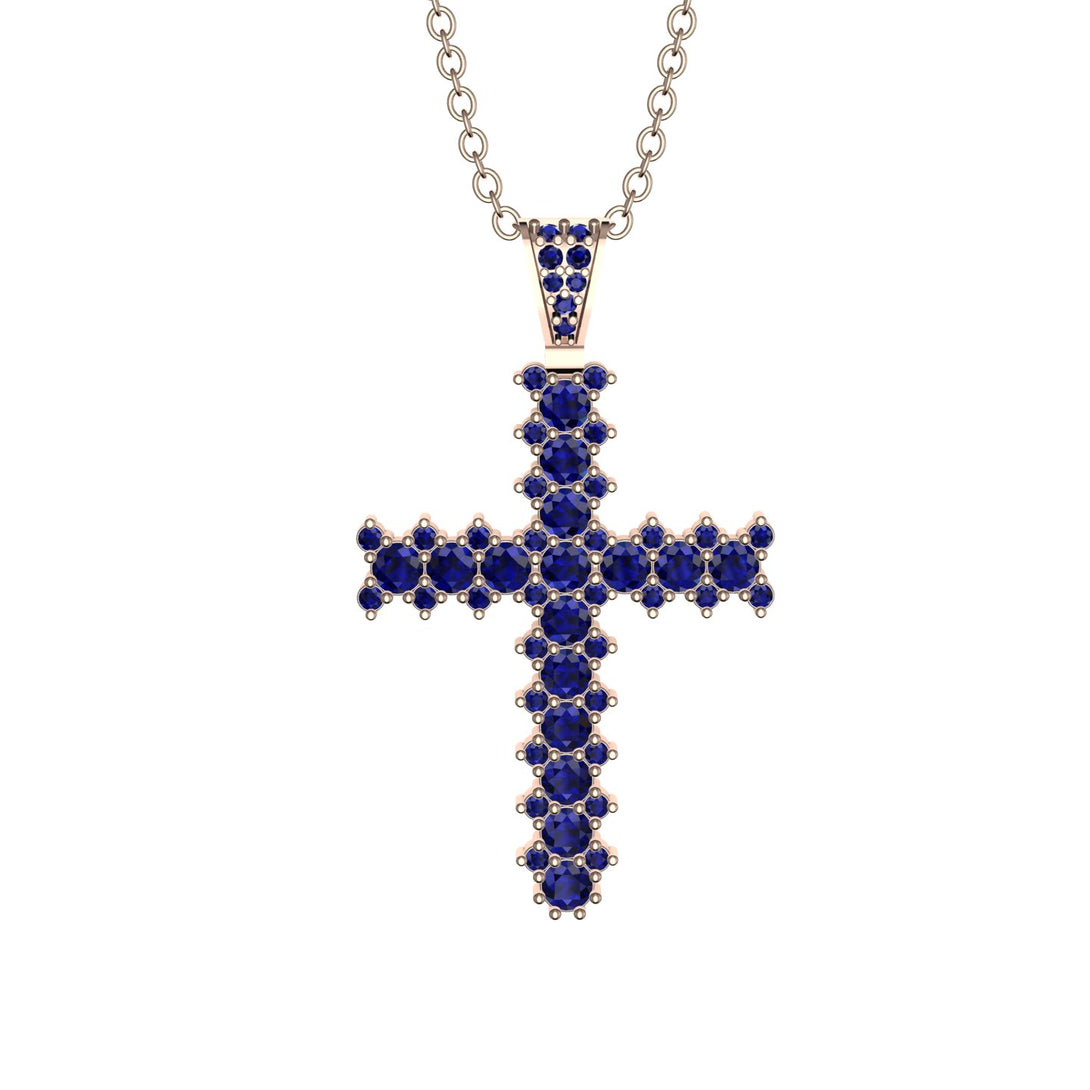 Glamorous Sapphire Cross Pendant - Raymond No. 14