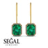 Halo Emerald Cut Emerald Earrings - Izabella No. 4 image 15