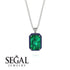 Halo Emerald Cut Emerald Necklace - Izabella No. 66 image 8