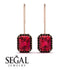Halo Emerald Cut Ruby Earrings - Izabella No. 41 image 15