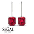 Halo Emerald Cut Ruby Earrings - Izabella No. 57 image 15