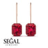 Halo Emerald Cut Ruby Earrings - Izabella No. 56 image 15