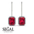 Halo Emerald Cut Ruby Earrings - Izabella No. 12 image 15