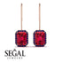Halo Emerald Cut Ruby Earrings - Izabella No. 71 image 15