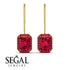 Halo Emerald Cut Ruby Earrings - Izabella No. 55 image 15