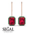 Halo Emerald Cut Ruby Earrings - Izabella No. 26 image 15