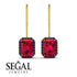 Halo Emerald Cut Ruby Earrings - Izabella No. 70 image 15