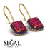 Halo Emerald Cut Ruby Earrings - Izabella No. 70 image 2