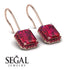 Halo Emerald Cut Ruby Earrings - Izabella No. 56 image 3