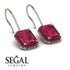 Halo Emerald Cut Ruby Earrings - Izabella No. 57 image 3