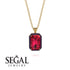 Halo Emerald Cut Ruby Necklace - Izabella No. 70 image 8
