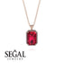 Halo Emerald Cut Ruby Necklace - Izabella No. 11 image 8