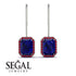 Halo Emerald Cut Sapphire Earrings - Izabella No. 60 image 15