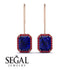 Halo Emerald Cut Sapphire Earrings - Izabella No. 59 image 15