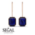Halo Emerald Cut Sapphire Earrings - Izabella No. 44 image 15