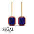 Halo Emerald Cut Sapphire Earrings - Izabella No. 58 image 15