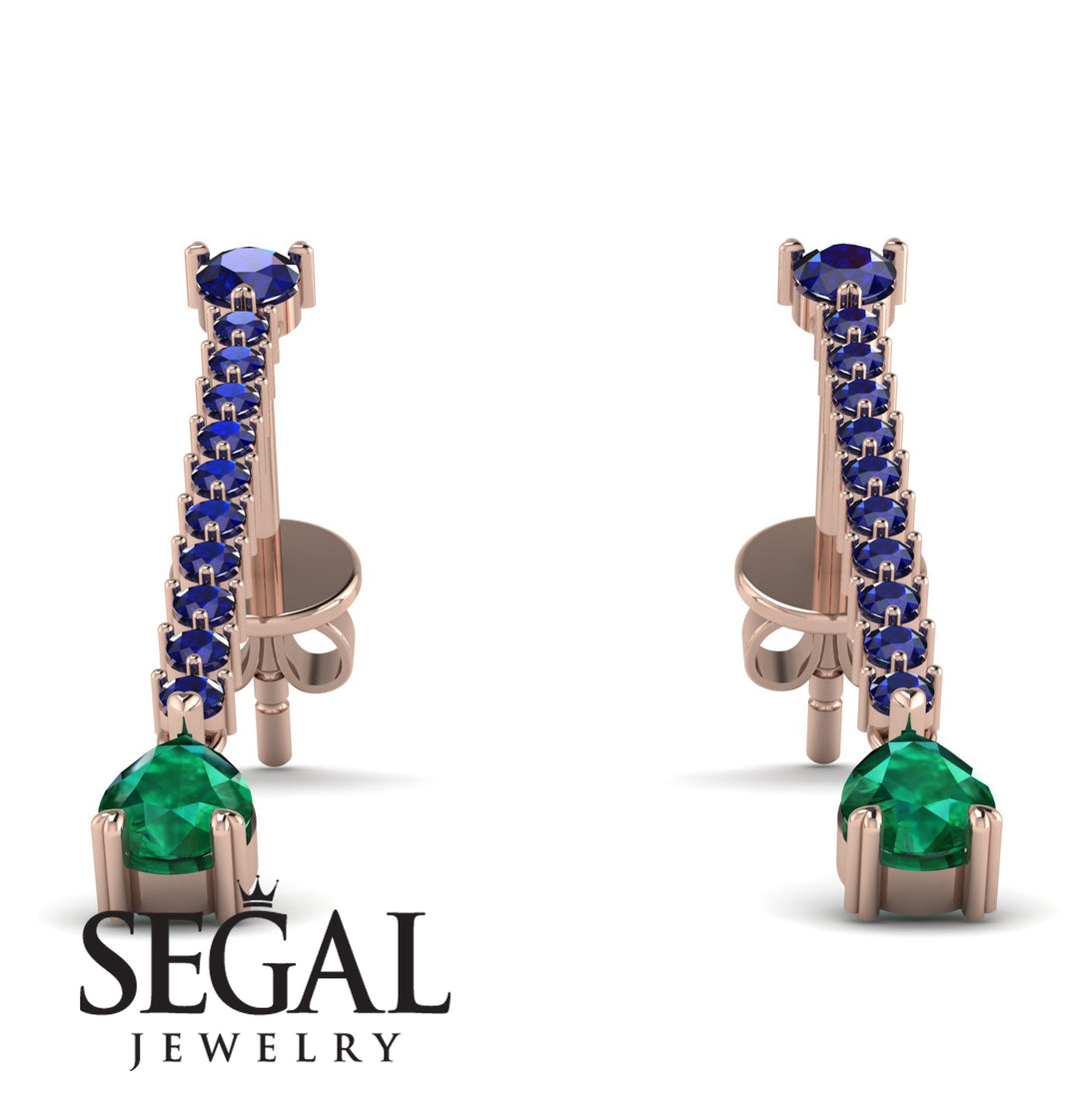 Hanging Oval Emerald Earrings - Tatiana No. 29