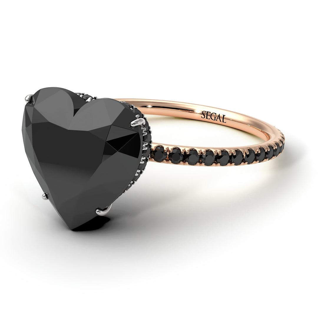 Two Tones Heart Shape Black Diamond Ring - Noelle No. 81