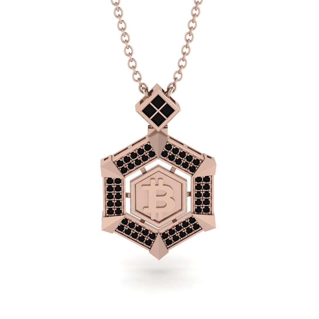 Hexagon Black Diamond Bitcoin Pendant - Jeremiah No. 23