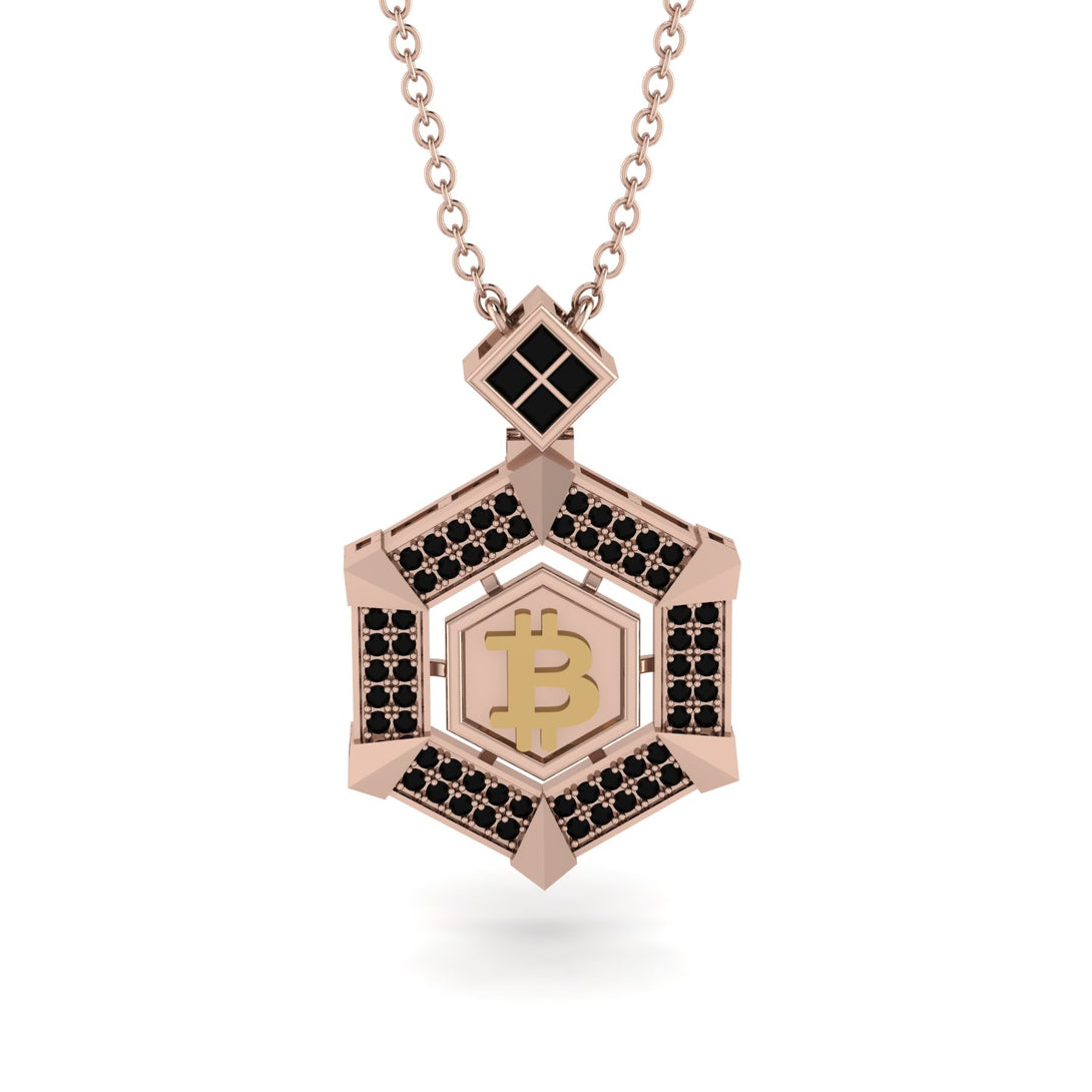 Hexagon Black Diamond Bitcoin Pendant - Jeremiah No. 20