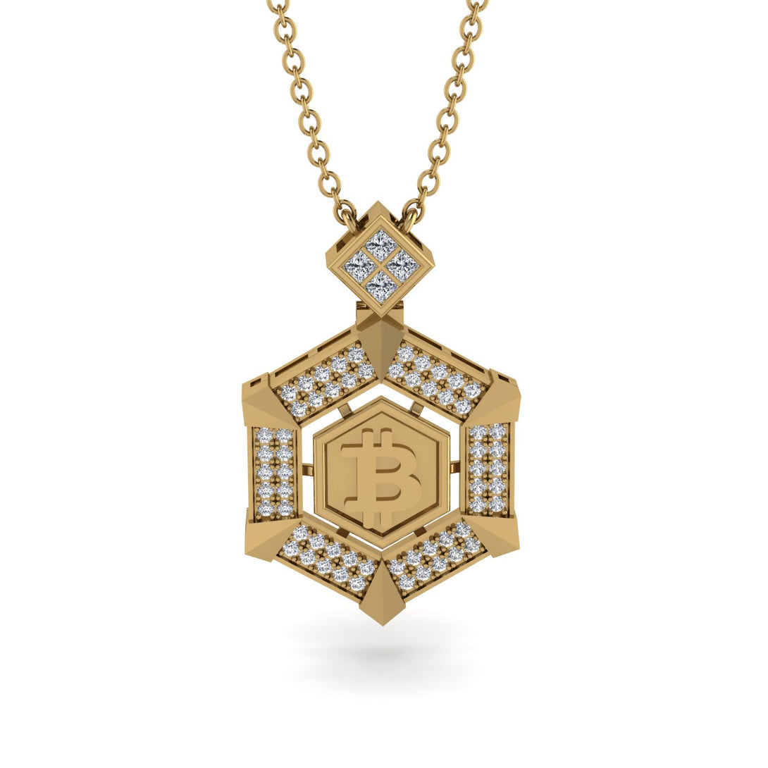 Hexagon Diamond Bitcoin Pendant - Jeremiah No. 1