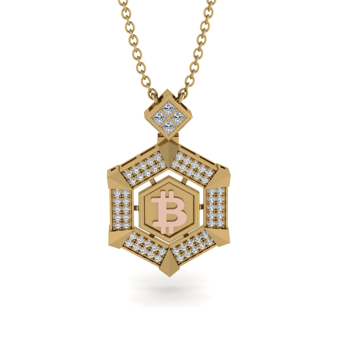 Hexagon Diamond Bitcoin Pendant - Jeremiah No. 4