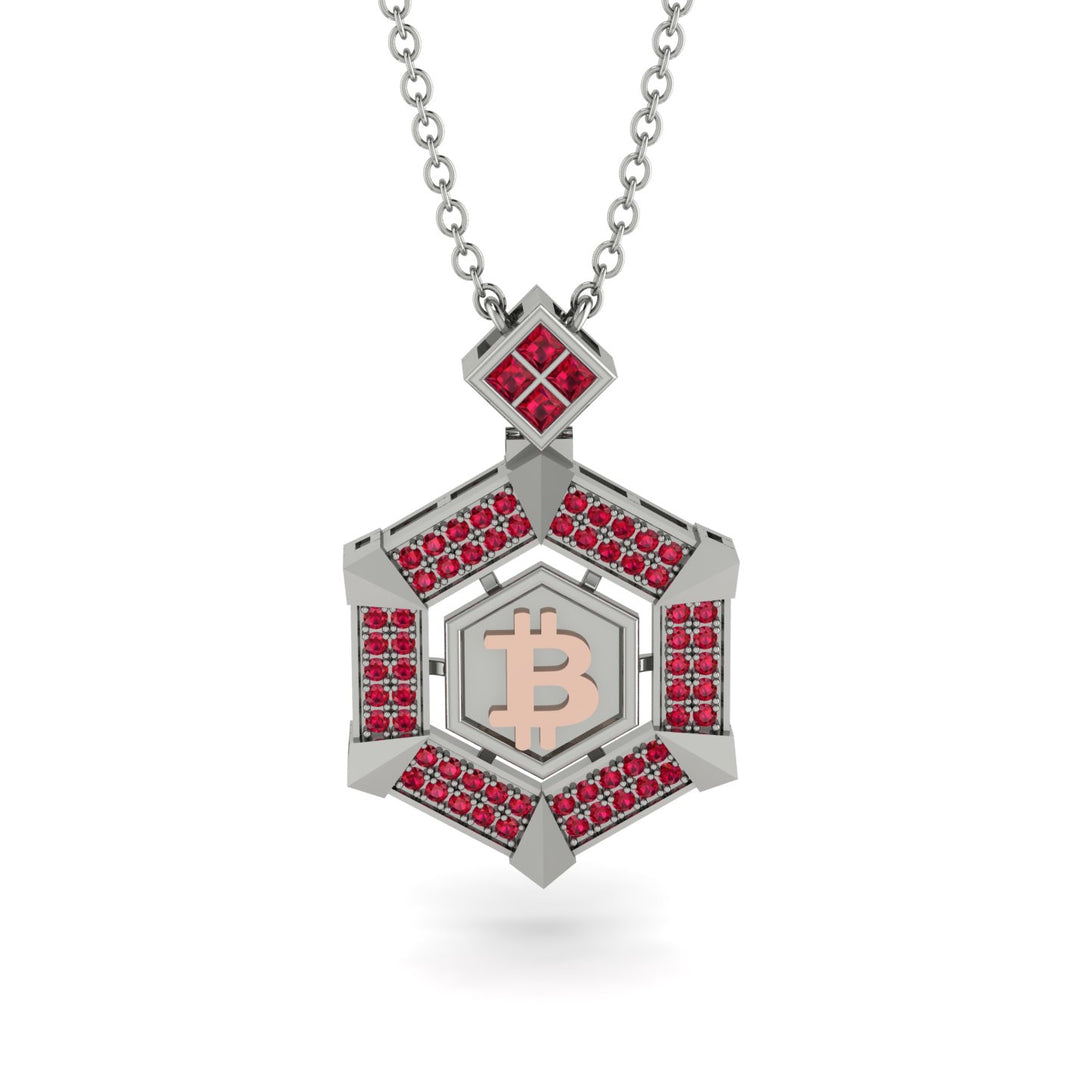 Hexagon Ruby Bitcoin Pendant - Jeremiah No. 33