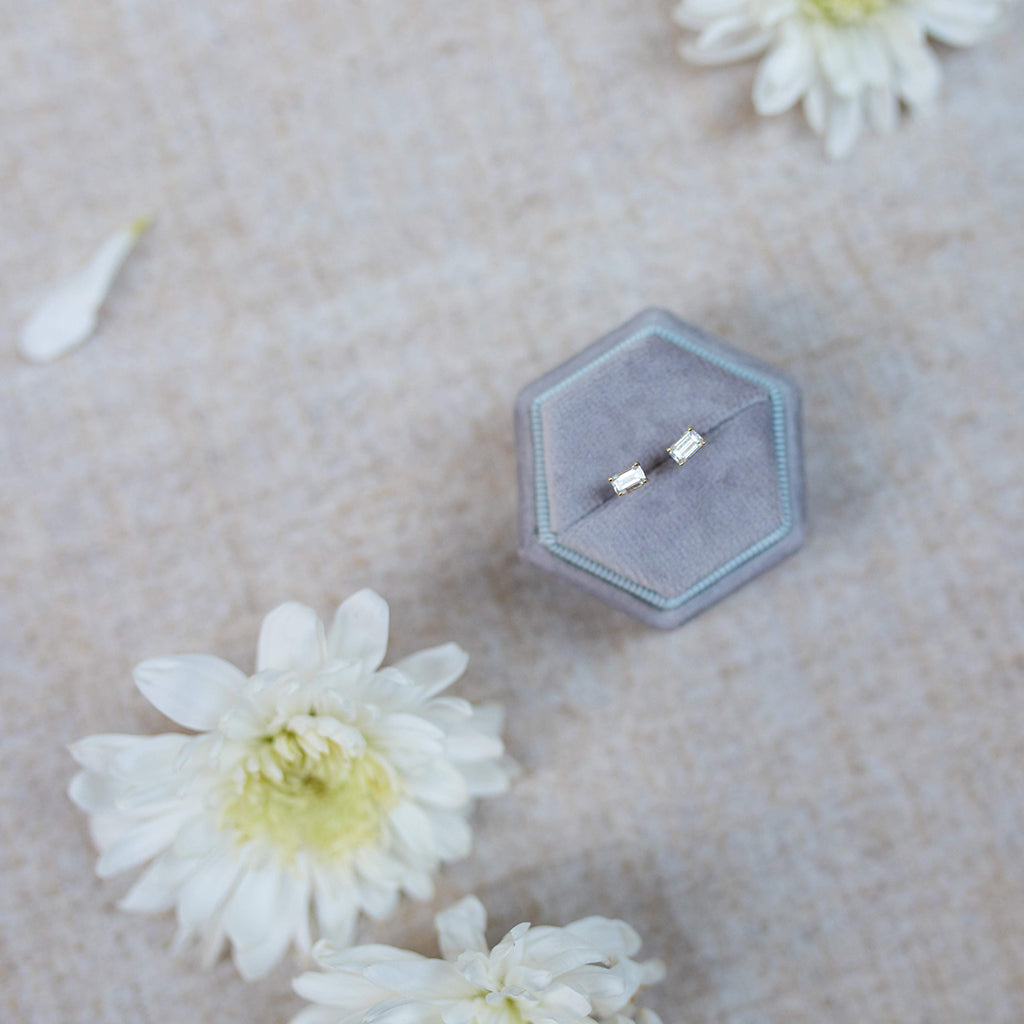 Hidden Diamonds Emerald Cut Diamond Earrings - Angel No. 1