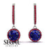 Hidden Halo Sapphire Hoop Earrings - Catalina No. 60 image 2