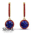 Hidden Halo Sapphire Hoop Earrings - Catalina No. 58 image 2