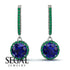 Hidden Halo Sapphire Hoop Earrings - Catalina No. 30 image 2