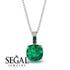Hidden Halo Cushion Emerald Necklace - Alivia No. 66 image 2