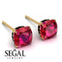 Hidden Halo Cushion Ruby Earrings - Alivia No. 40 image 2