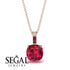 Hidden Halo Cushion Ruby Necklace - Alivia No. 56 image 2