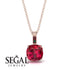 Hidden Halo Cushion Ruby Necklace - Alivia No. 26 image 2