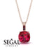 Hidden Halo Cushion Ruby Necklace - Alivia No. 71 image 2