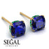 Hidden Halo Cushion Sapphire Earrings - Alivia No. 28 image 3