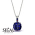 Hidden Halo Cushion Sapphire Necklace - Alivia No. 60 image 2