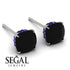 Hidden Halo Cushion Black Diamond Earrings - Alivia No. 69 image 3