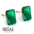 Hidden Halo Emerald Cut Emerald Earrings  - Vanessa No. 4 image 3