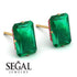 Hidden Halo Emerald Cut Emerald Earrings  - Vanessa No. 49 image 3