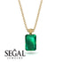 Hidden Halo Emerald Cut Emerald Necklace - Vanessa No. 34 image 9