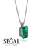 Hidden Halo Emerald Cut Emerald Necklace - Vanessa No. 6 image 2