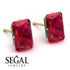 Hidden Halo Emerald Cut Ruby Earrings  - Vanessa No. 25 image 3