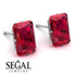 Hidden Halo Emerald Cut Ruby Earrings  - Vanessa No. 12 image 3