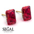 Hidden Halo Emerald Cut Ruby Earrings  - Vanessa No. 10 image 3