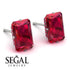 Hidden Halo Emerald Cut Ruby Earrings  - Vanessa No. 57 image 3