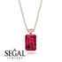 Hidden Halo Emerald Cut Ruby Necklace - Vanessa No. 11 image 9