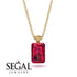 Hidden Halo Emerald Cut Ruby Necklace - Vanessa No. 70 image 9