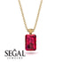 Hidden Halo Emerald Cut Ruby Necklace - Vanessa No. 40 image 9